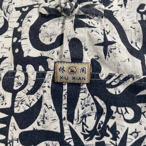 VTG SKSport XIU XIAN Abstract Tribal Print Shirt Frog Button Closure L - Picture 5 of 8